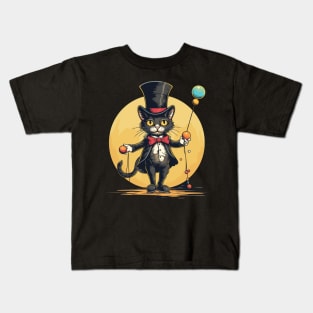 Circus cat juggling in his tuxedo Kids T-Shirt